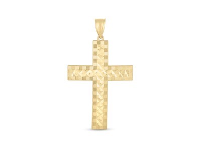 14k Yellow Gold High Polish Diamond Cut Cross Pendant